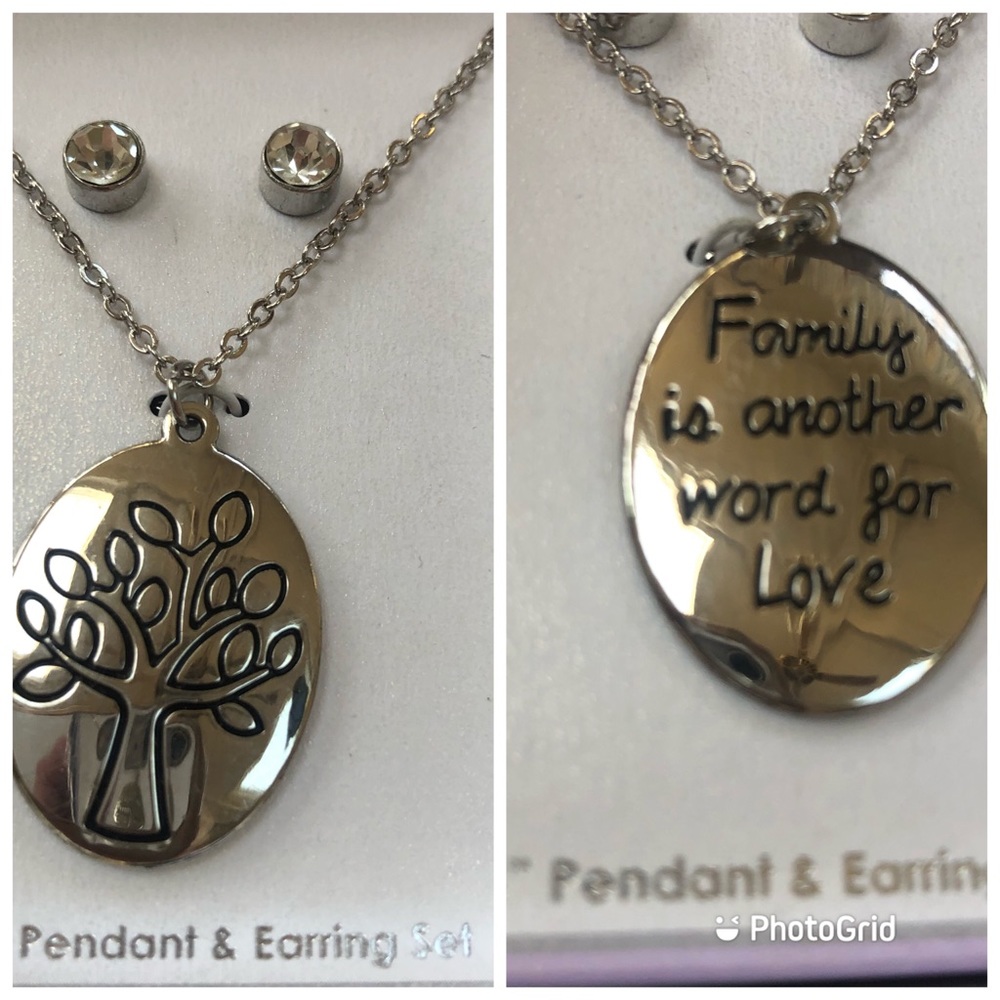 Family‎ Tree Necklace/ Earring Gift Set NWT